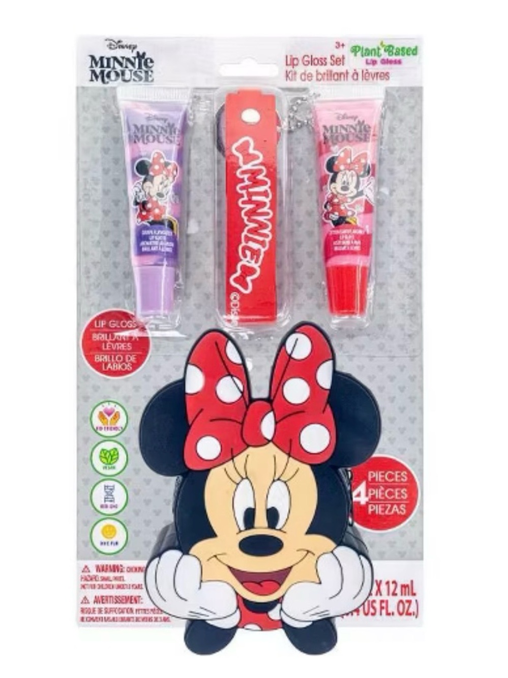 Disney Minnie Mouse Silicone Bag with Strap & 2 Pc Lip Gloss Set
